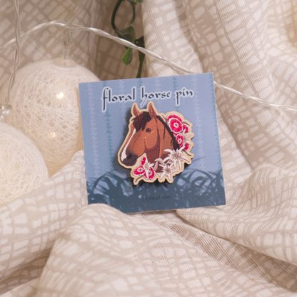 Floral Horse - Wooden Pin