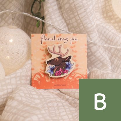 Floral Stag [Wooden Pin (B-Grade)]