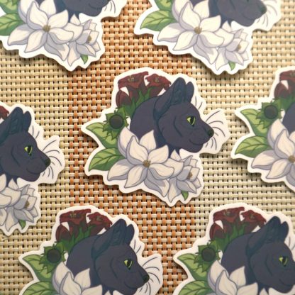 Floral Cat Sticker - Image 3
