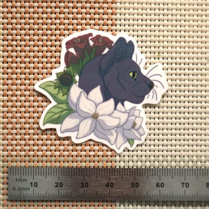 Floral Cat Sticker - Image 2